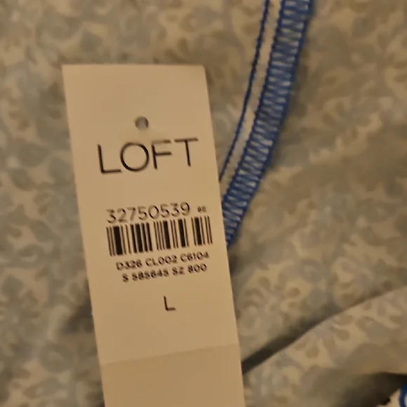 LOFT Blue and White Patterned Wide Leg Pants - Picture 10 of 10